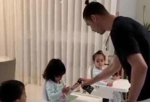 Ronaldo uşaqlarına gigiyena qaydalarını izah edir - Video