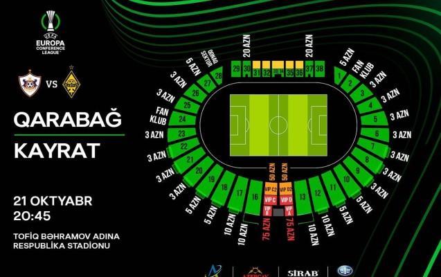 "Qarabağ" - "Kayrat" oyununa nə qədər bilet satılıb?
