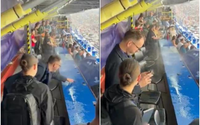 “Kamp Nou”da jurnalistlər yağış altında qaldı - Video