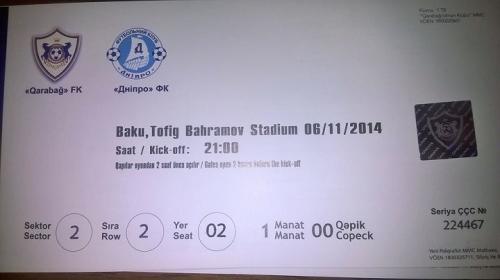 "Qarabağ" - "Dnepr" matçının biletləri satışa çıxarılır