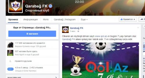 “Qarabağ” Qol.Az-ı təbrik etdi