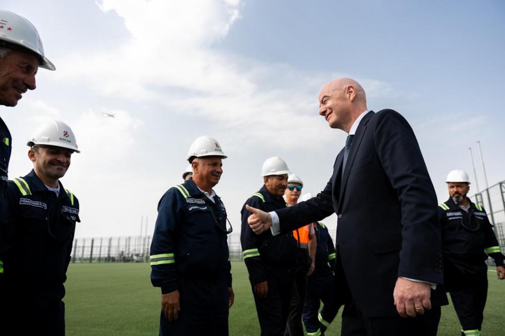 İnfantino Hövsandakı mini-stadionların inşası ilə tanış oldu - Şəkillər